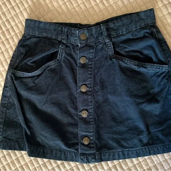Free People Navy Blue Corduroy Mini Skirt - Picture 1 of 4